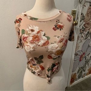 Cream Floral Crop Top